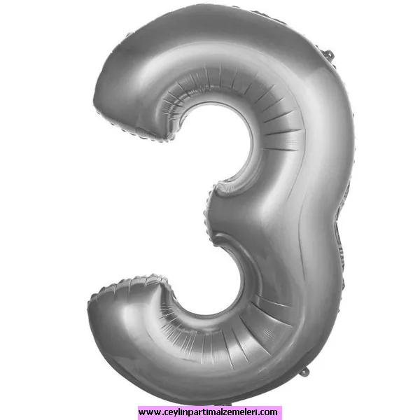 3 Rakam Gümüş Folyo Balon 